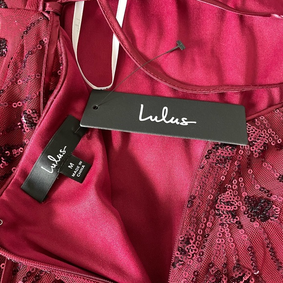 Lulus Keep Glowing Wine Red Sequin Lace-Up Bodycon Mini Dress - Picture 12 of 17